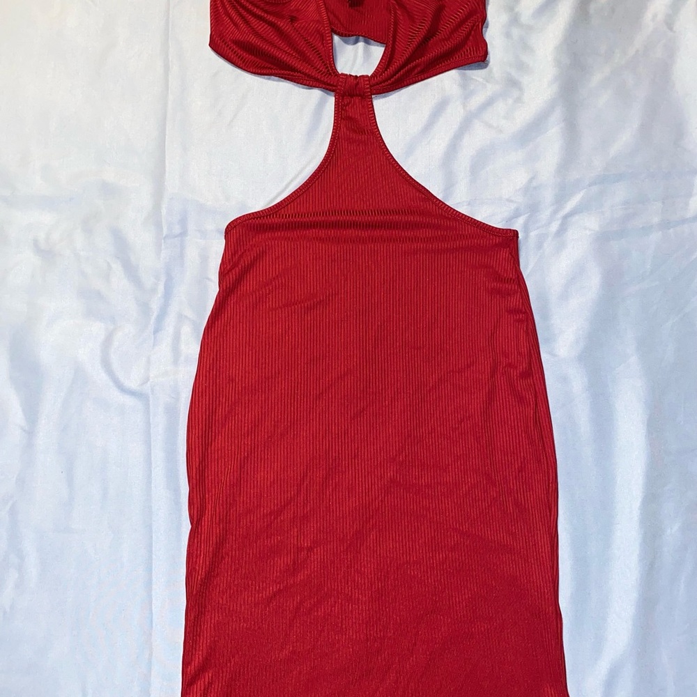 SHEIN Red Halter Bodycon Dress